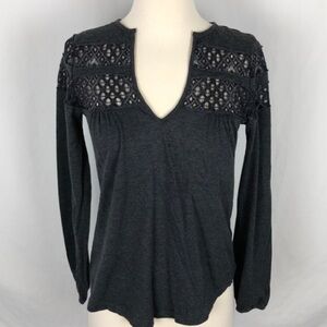 Blu clover top‎ charcoal gray long sleeve top, Sz M